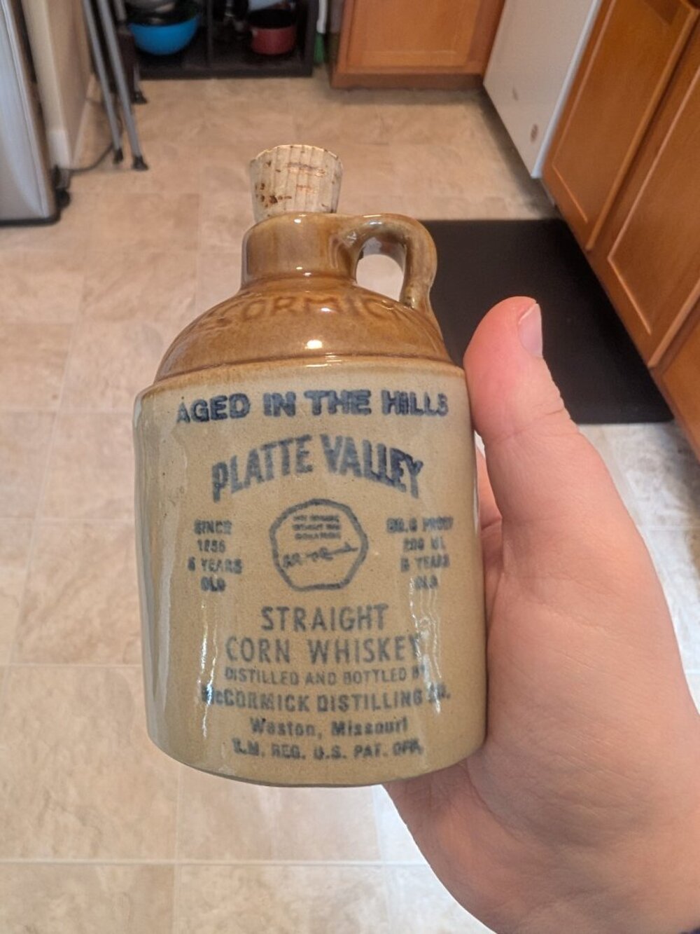 Vintage McCormick Platte Valley Straight Corn Whiskey Jug Collectible